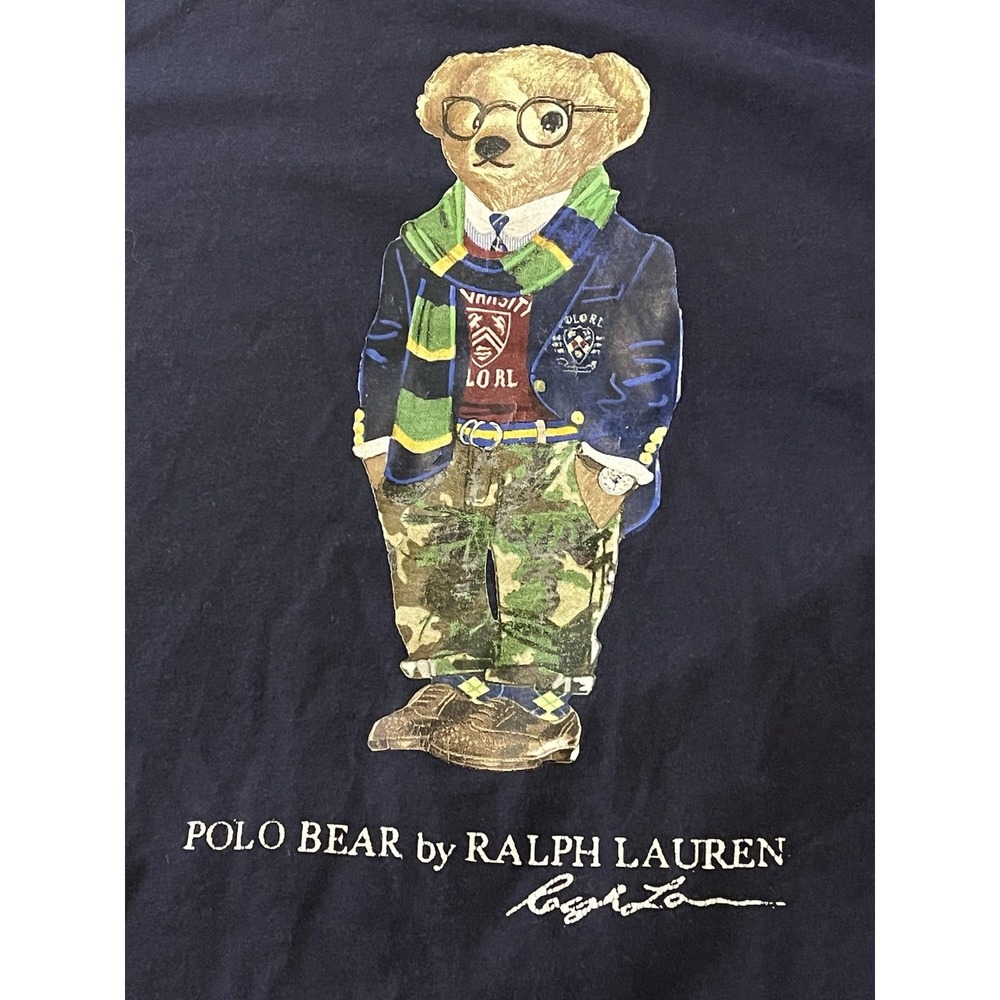 Polo Ralph Lauren Shirt Mens XL Blue Polo Bear Graphic Tee Preppy Teddy - Picture 3 of 6